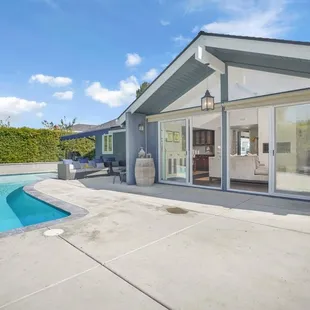 Patio sliding doors and transom windows (outside view)