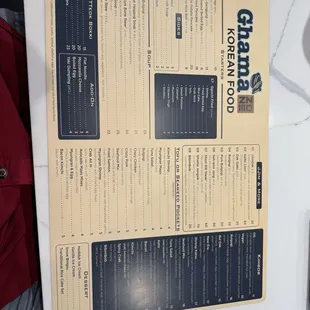 Food menu