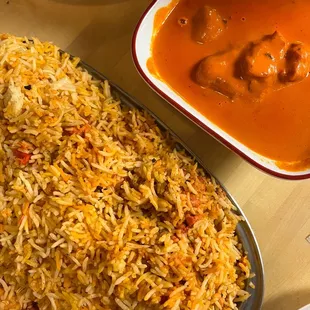 Chicken Biryani with Bone and Butter Chicken