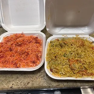 Green Chili Chicken Biryani and Boneless Chili Chicken Biryani - this is the portion left AFTER we ate dinner