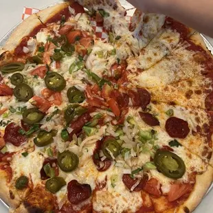 Half cheese half combo Pizza!