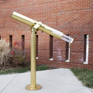 Public Solar Telescope.  If the Sun is shining when you enter our plaza please read the instructions then check out the Sun safely.