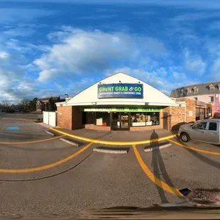 a fish eye view of a parking lot
