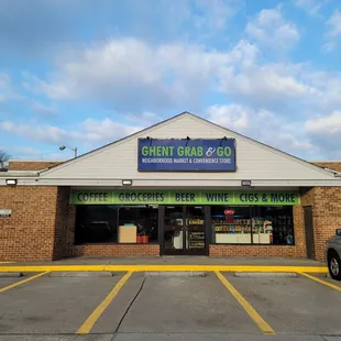 a car parked in front of a store