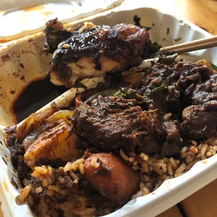 a dish of meat and rice