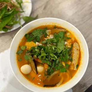 Bánh Canh Tôm Cua (crab &amp; shrimp udon noodle soup) - perfect seasoning - fish cake, crab meat, shrimps, quail eggs, shitake mushroom