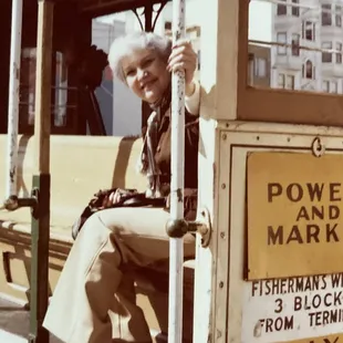 1978. Mami enjoying her Street Car ride, on a beautiful sunny, cool day! San Francisco, Ca. NYC.