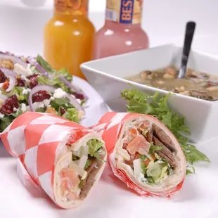 a salad and a sandwich