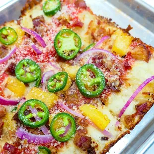 Check out our selection of crafted Detroit Style Pizzas.