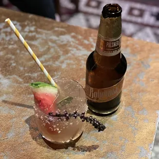 Watermelon Basil Margarita &amp; Bohemia Cerveza