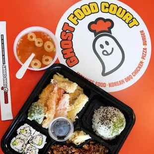 Ghost Food Court Chicken Bento Box with Miso Soup