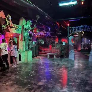 Zombie shooting gallery and miniature golf course.