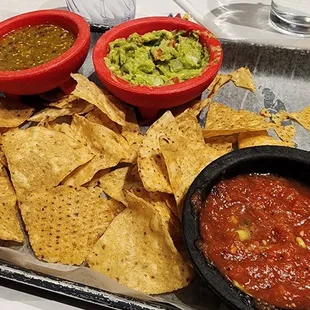 Chips and salsa were fresh and delicious. Also, the guac was on point!