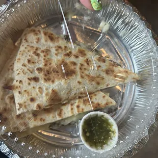 1/2 of Veggie Quesadilla (made with same as the veggie burger)