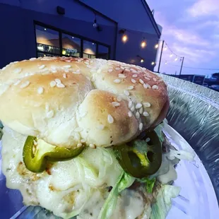 Chicken smash with jalapeños