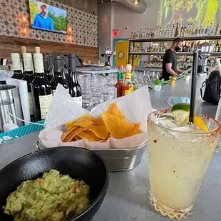 Chips and Guac and a Spicy Margarita