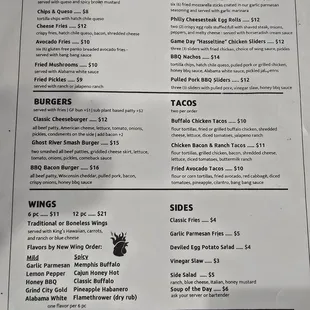New food menu at South Main taproom as of 9/22