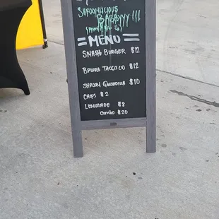 Shroomilicious menu Vegan table