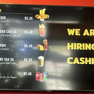 Drinks menu