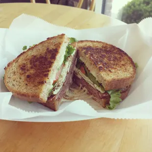 Breakfast sandwich on whole wheat.