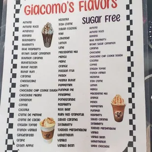 Syrup Flavor Options