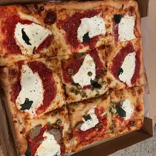 Grandma's Pie with green olives and meatballs on 1/2