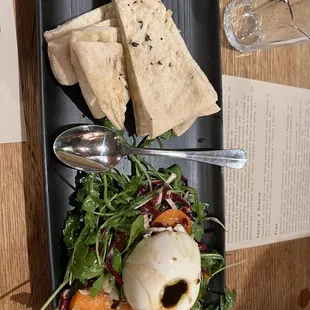 Burrata persimmon flat bread appetizer