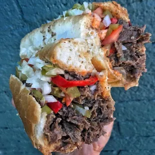 Pepper steak with red bell pepper mayo