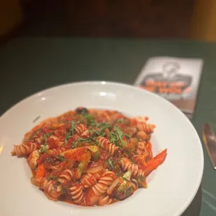 Vegetable pasta with red sauce... delicious!