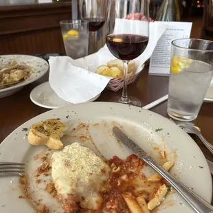 My veal pasta plate paired with a pino Three thieves pino noir of course from California