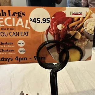 Crab legs sign