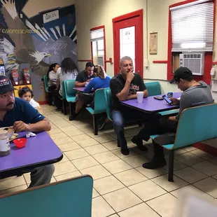 people eating and drinking