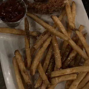 Kid&apos;s chicken strips and fries