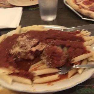 Meatball with penne pasta