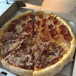 Half bacon half pepperoni