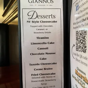 Dessert List