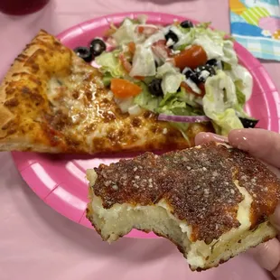 One 1-Topping Pizza, Italian Cheese Bread, Greek Salad