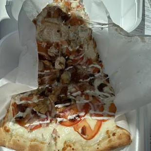 Giant Garlic Chicken Ranch Pizza slice