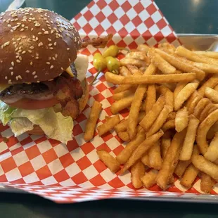 Burger and fries