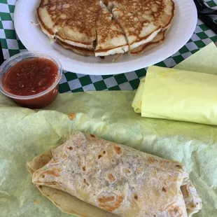 Breakfast burritos at Giant Burger are fantastic!  They're not big, so order two!