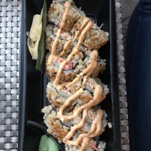 Spicy California roll with brown rice and quinoa