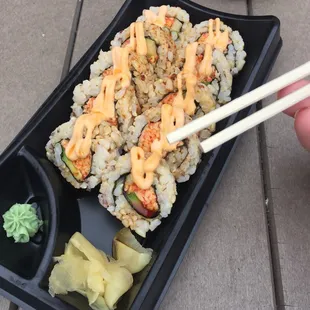 The California Roll with brown rice and quinoa is my favorite.