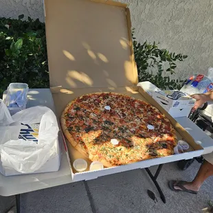 a large pizza in a box