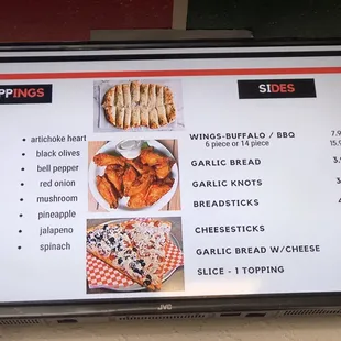 menu, chicken wings and fried chicken