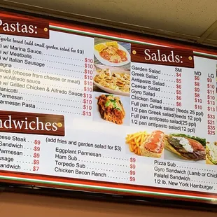 menu and prices