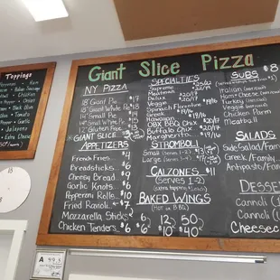 a menu on a blackboard