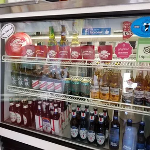 a refrigerator full of drinks