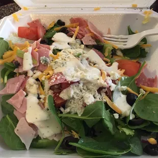 Salad with Italian meats chopped up! Winning!