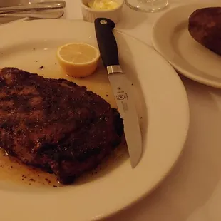 Aged prime rib, baked potato