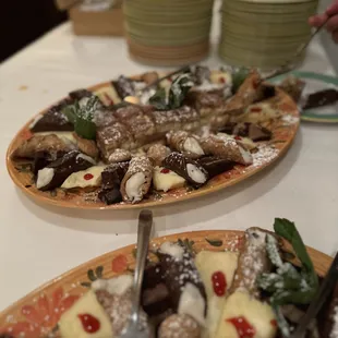 two plates of food on a table